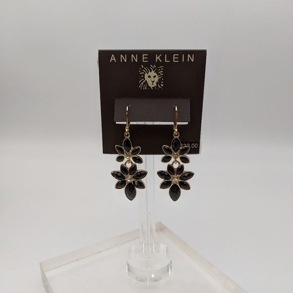 Anne Klien Gold-tone/ Black Necklace and Earrings 2pc Jewelry Set - Picture 15 of 16